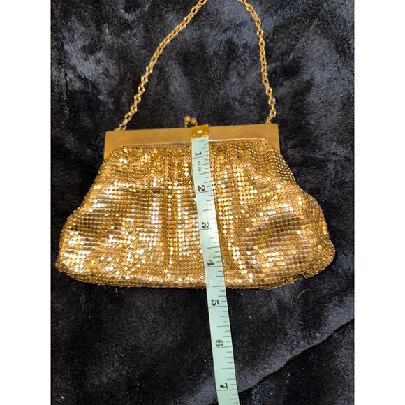 VINTAGE 40'S WHITING & DAVIS GOLD MESH EVENING BAG HANDBAG - Picture 5 of 6